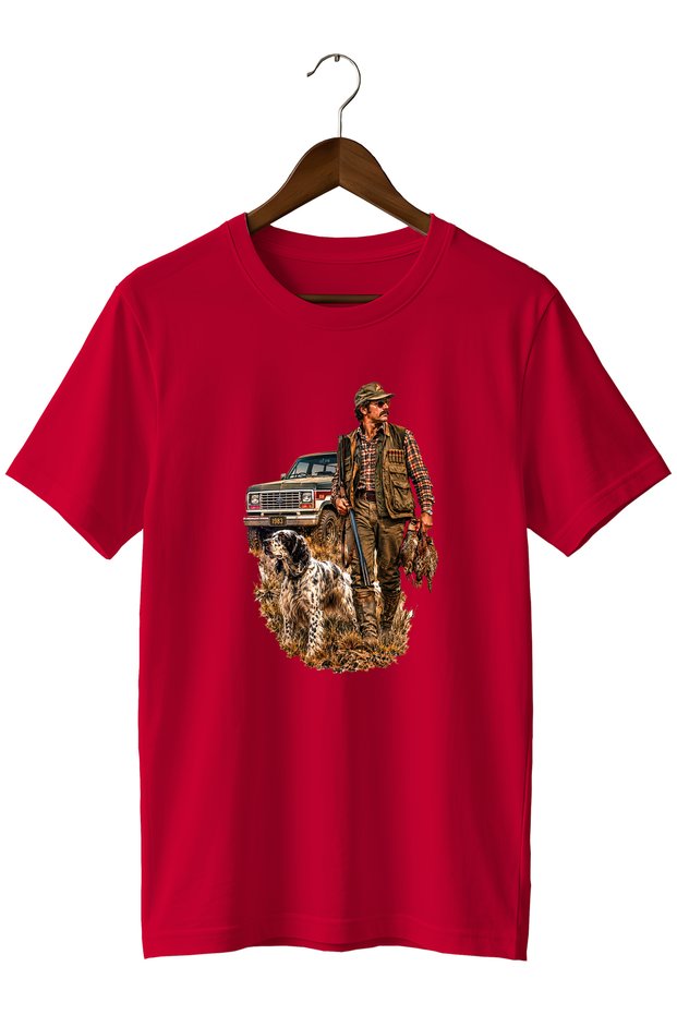 Hunter and Dog Printed Unisex Regular Fit Crew Neck T-Shirt