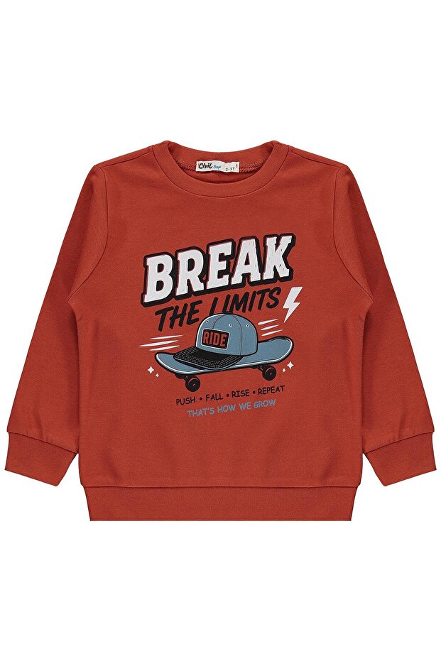 Break Printed Sweatshirt for 2-5 Years Old Km - Orange