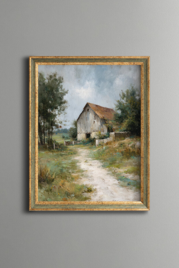 Village House - Vintage Patterned Painting - Fine Model