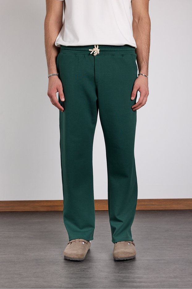 Baggy Interlock Fabric Elastic Pants