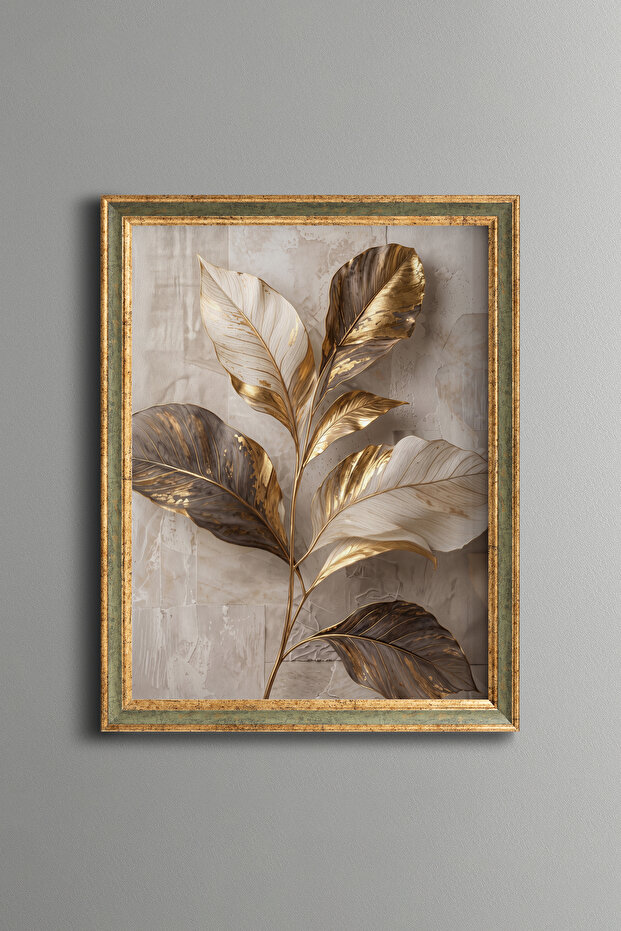 Gold and White Leaves - Vintage Patterned Painting - Fine Model