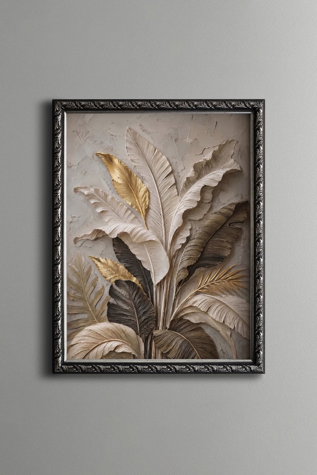 Tropical Leaves - Vintage Patterned Painting - Fine Model