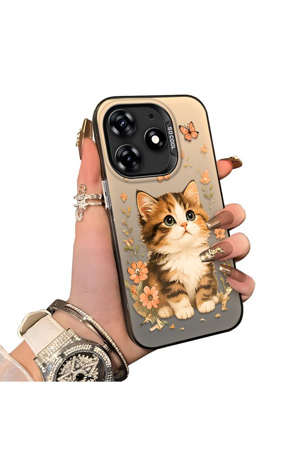 For Tecno Spark 10 Pro 4g Compatible Silicone Edge Hard Back Case Cat Pattern Loving Couple Phone Case
