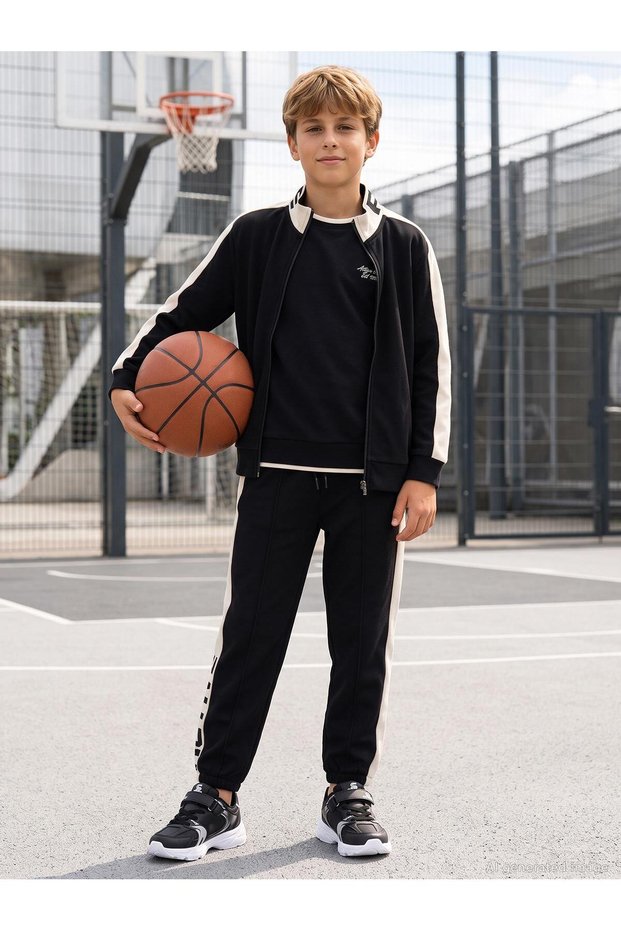 Civil Boys' Pique Active Sweatpants | Pike | School Nursery and Daily Use - Black