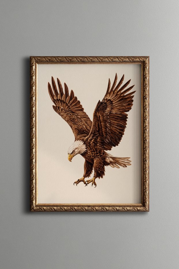 Eagle with Spread Wings - Vintage Patterned Painting - Fine Model