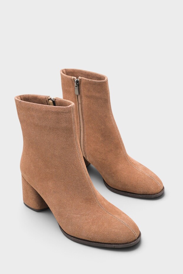 Isabella Round Toe Side Zipper Mid Heel Women's Boots