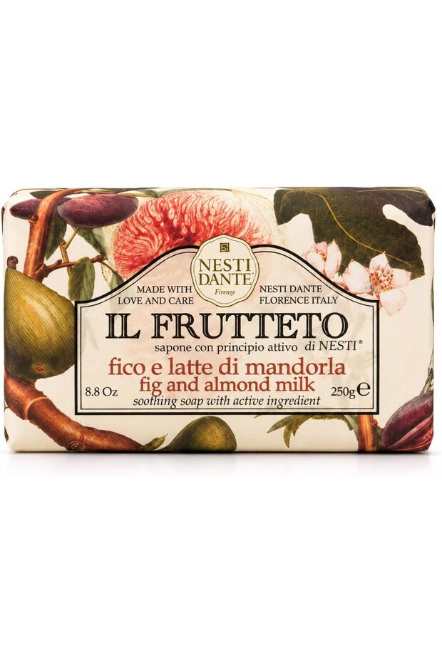 Il Frutteto Fig & Almond Milk Soap Bar 250g | Italian Vegan Soap | Moisturizing & Soothing Cleanser | Natural Ingredients | Sweet Fig & Almond Aroma | Paraben, PEG & Petrochemical Free