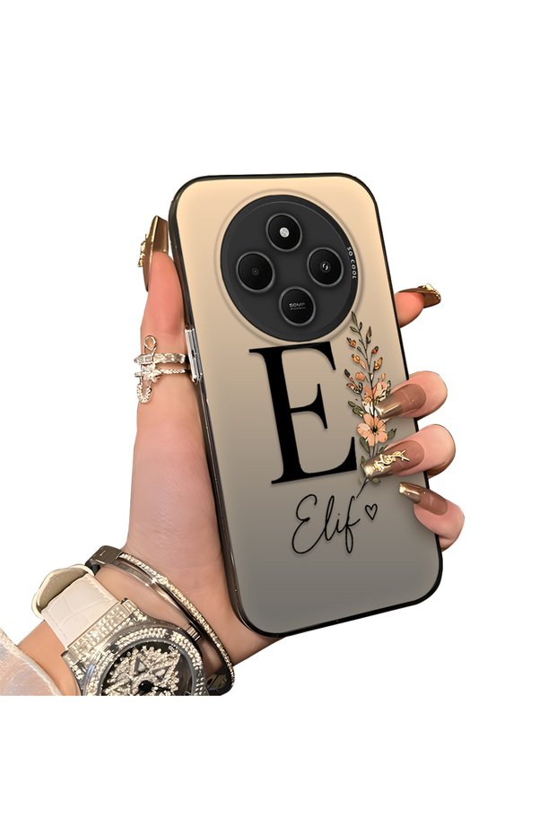 For Redmi 14C 4g Compatible Silicone Edge Hard Back Case E Letter Patterned Couple Phone Case