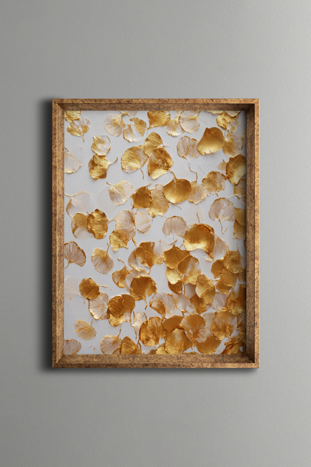 Spilled Gold Ginkgo Leaves - Vintage Patterned Painting - Fine Model