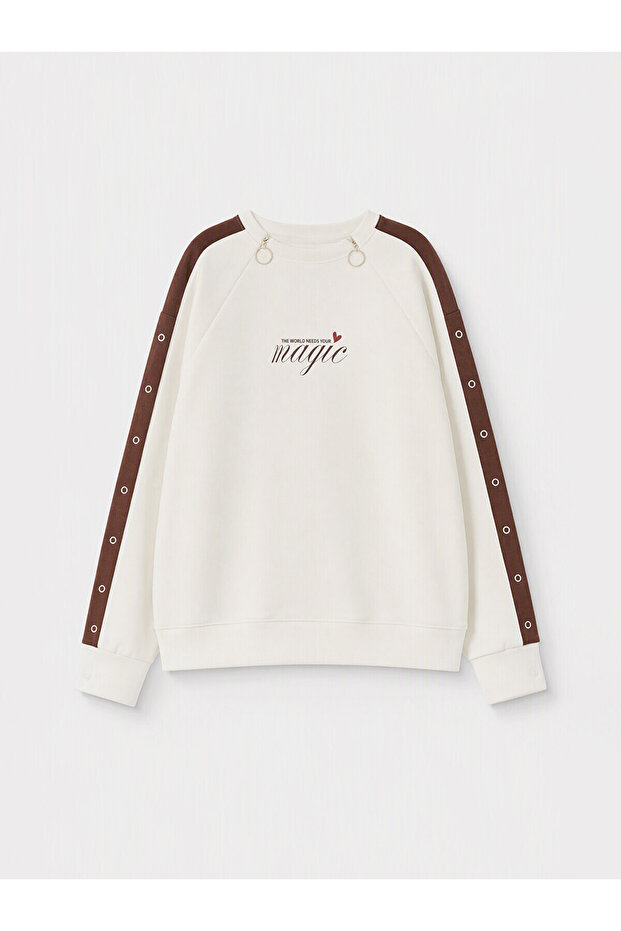 Alita City Lcw Limitless White Easy-To-Wear Soft Touch Girls' Sweatshirt with a Difference