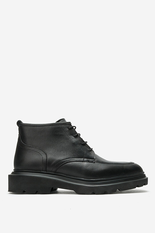 Men's Thick Sole Lace-Up Boots Real Leather Soren Black