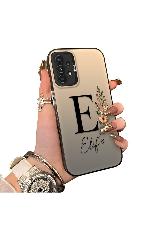 Samsung Galaxy A13 4g Compatible Silicone Edge Hard Back Case Letter E Patterned Lover Couple Phone Case