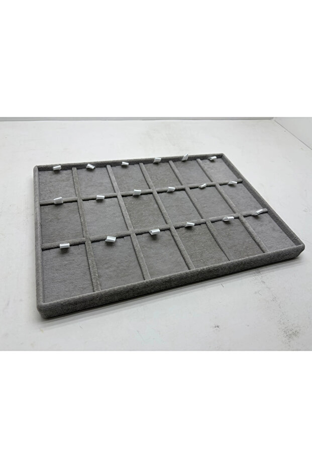 Suede Fabric Dark Gray 34-24 cm Pendant Display Stand with 18 Pads and Feet