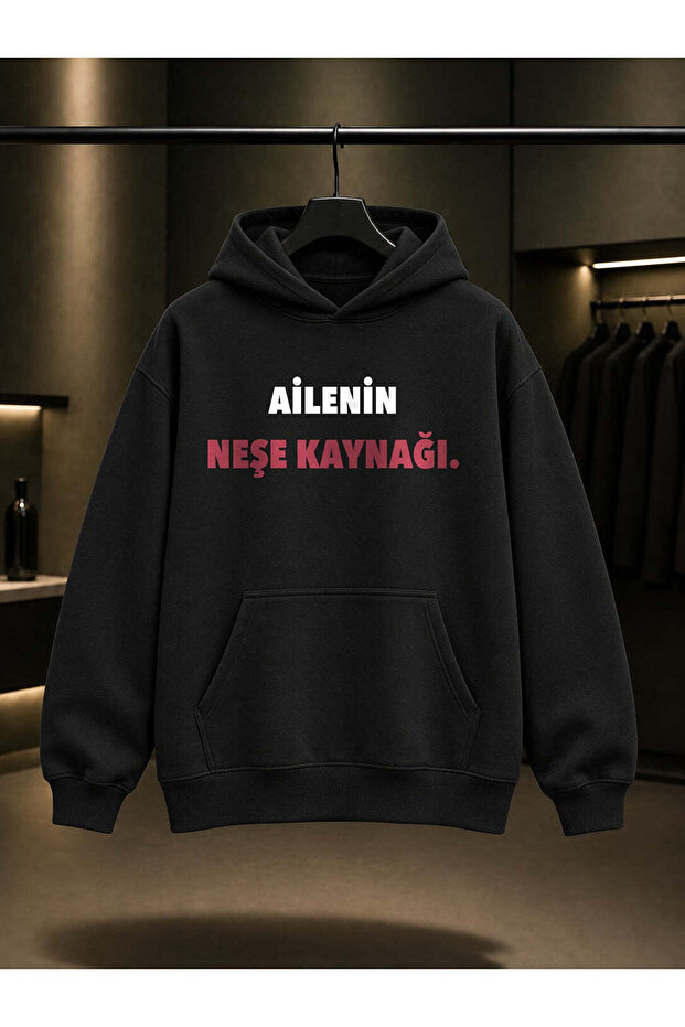 Family's Source of Joy Written Printed Unisex 100% Cotton Hooded Sweatshirt