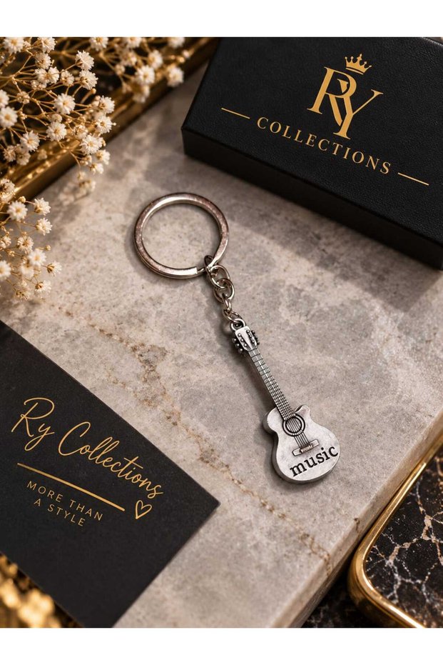 Ry Collections Guitar Figured Metal Keychain - Stylish Keychain with Music Theme