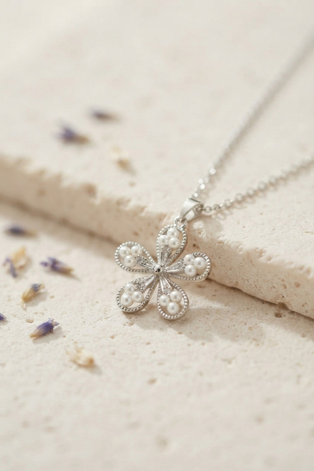316L Steel Chain Silver Color Flower Model Women's Necklace Tj-Bko11241