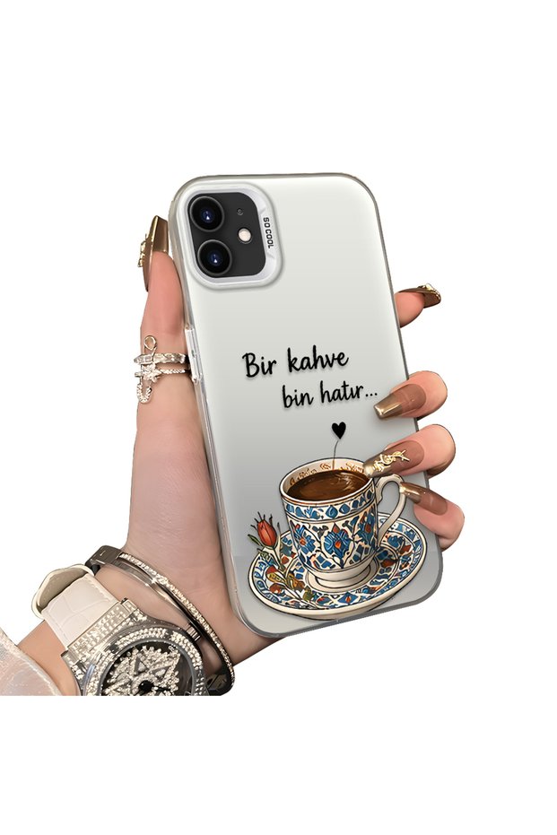 حافظة هاتف من السيليكون الصلب متوافقة مع هاتف iPhone 12 Pro، حافظة هاتف بنمط القهوة التركية