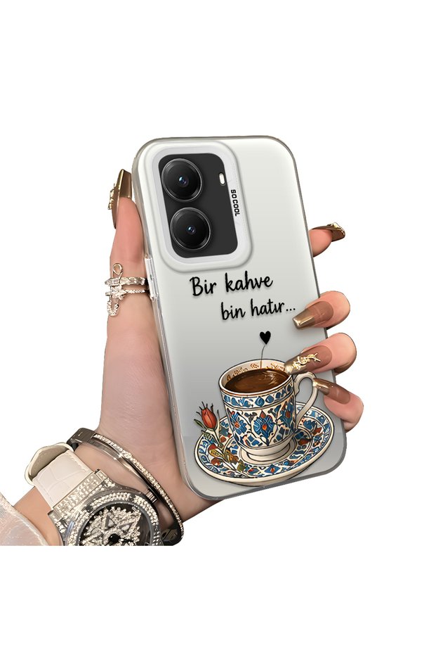 حافظة هاتف متوافقة مع Poco X7 Pro مصنوعة من السيليكون بحافة صلبة وخلفية صلبة بنمط القهوة التركية
