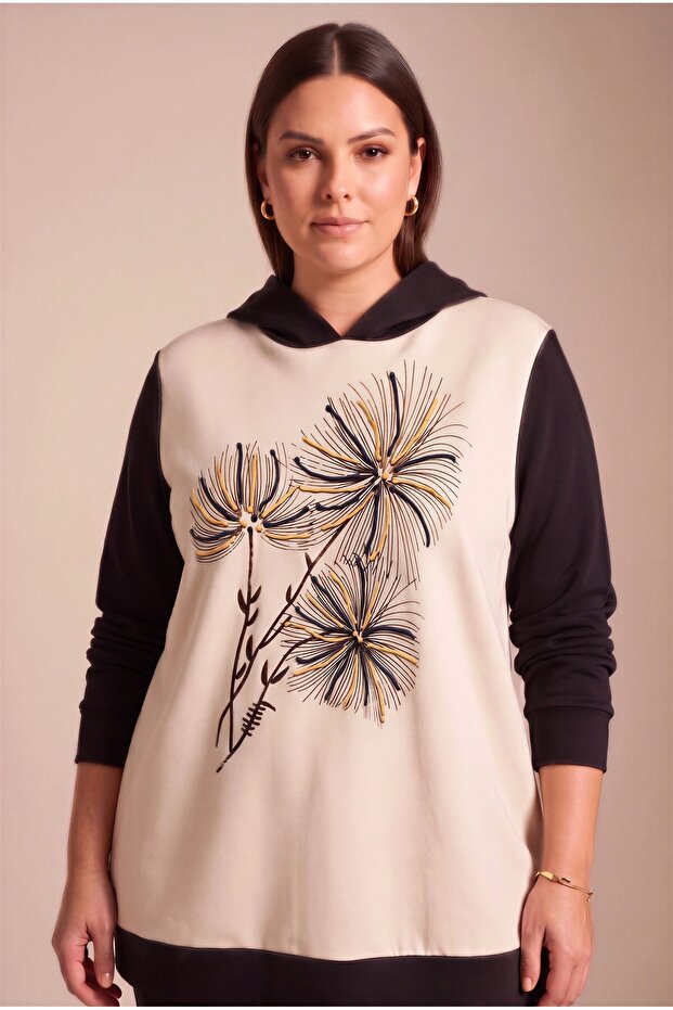 Custom Printed Hooded Oversized Sweatshirt Black