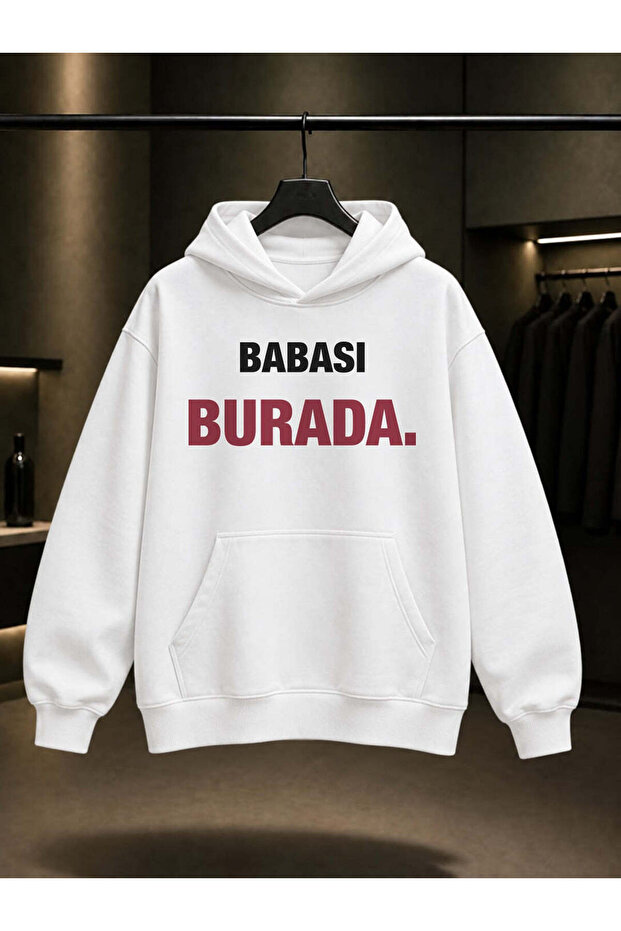 Unisex 100% Cotton Hooded Sweatshirt with "Dad Is Here" Printed on It