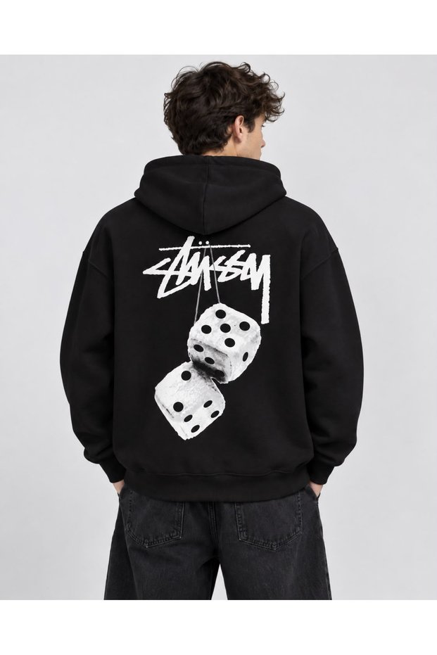 Unisex 3 Thread Dice Graphic Back Printed Oversize Hoodie – Hooded Sweatshirt