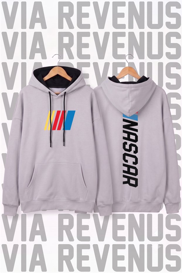 Nascar Printed Wide Fit Hoodie - 3 Thread Fleece Hood Lining with Rope Detail