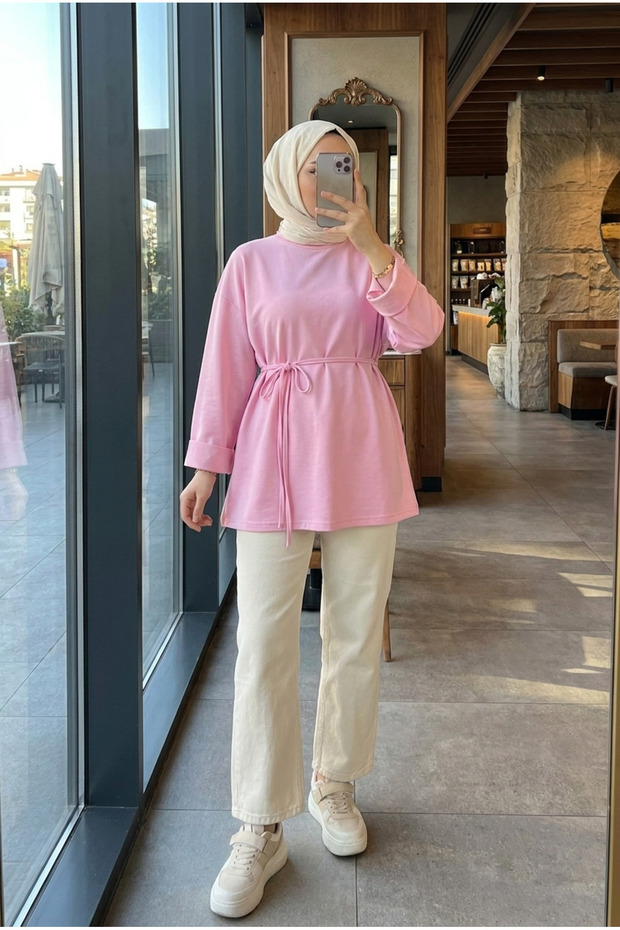 Women's Oversize Lace-Up Long Tunic 75 cm
