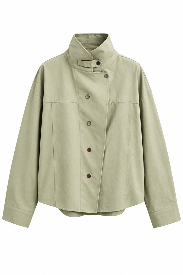 Sage Snap Button Shirt Jacket - 5131