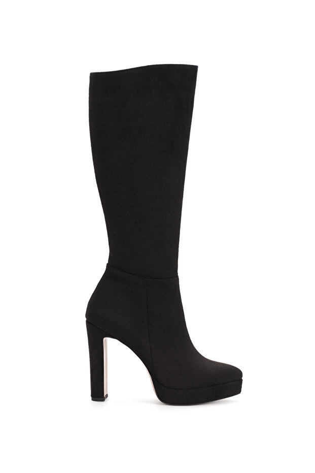 Women's Platform Heeled Blunt Toe Zippered Boots