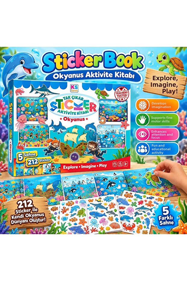 Sticker Book Ocean Activity Book 5 Scenes 212 Stickers Sea Creatures Sticker Book