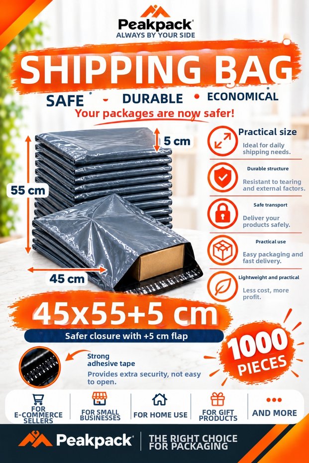 Pocketless Shipping Bag 45X55+5 cm 1000 Pieces Gray