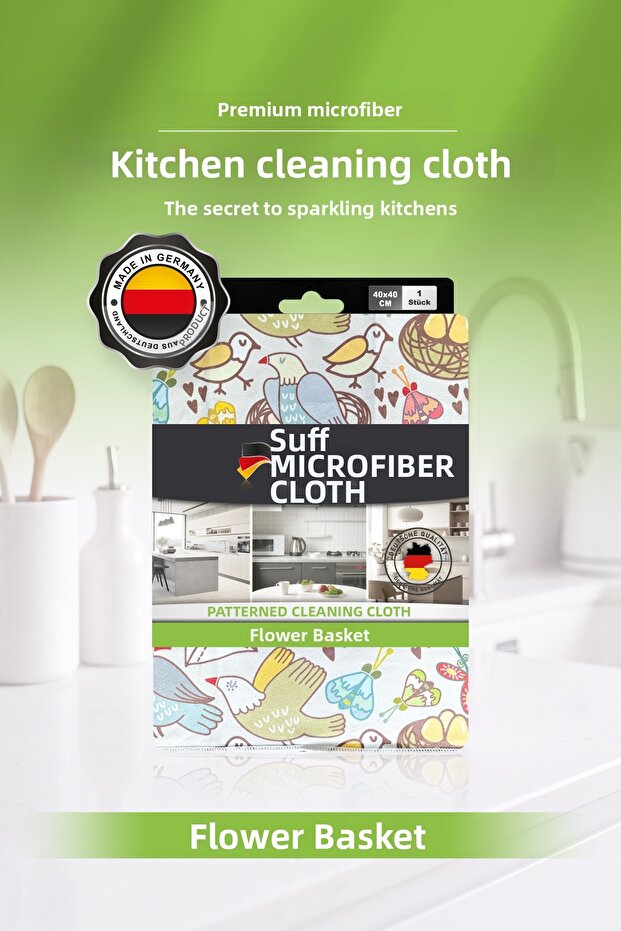 Blumenkorb Microfiber Multi-Purpose Decorative Kitchen Surface Cloth 40X40 cm Bird Butterfly