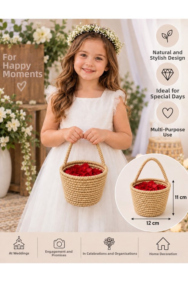 Decorative Wicker Weave Basket – Flower Basket for Henna, Engagement, Wedding and Special Occasions – Wicker