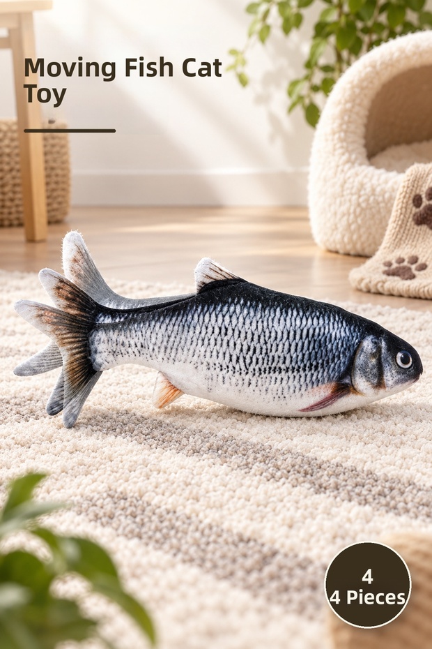 4 Moving Fish Cat Toys