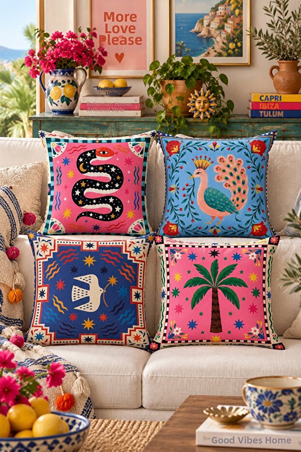 Double-Sided Printed 4-Piece Throw Pillow Cover 6Eld18