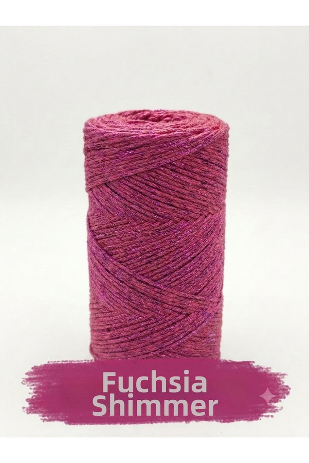 Fuchsia Color Glittery Soft Cotton Cotton Chain 1.5 mm 200 Gr