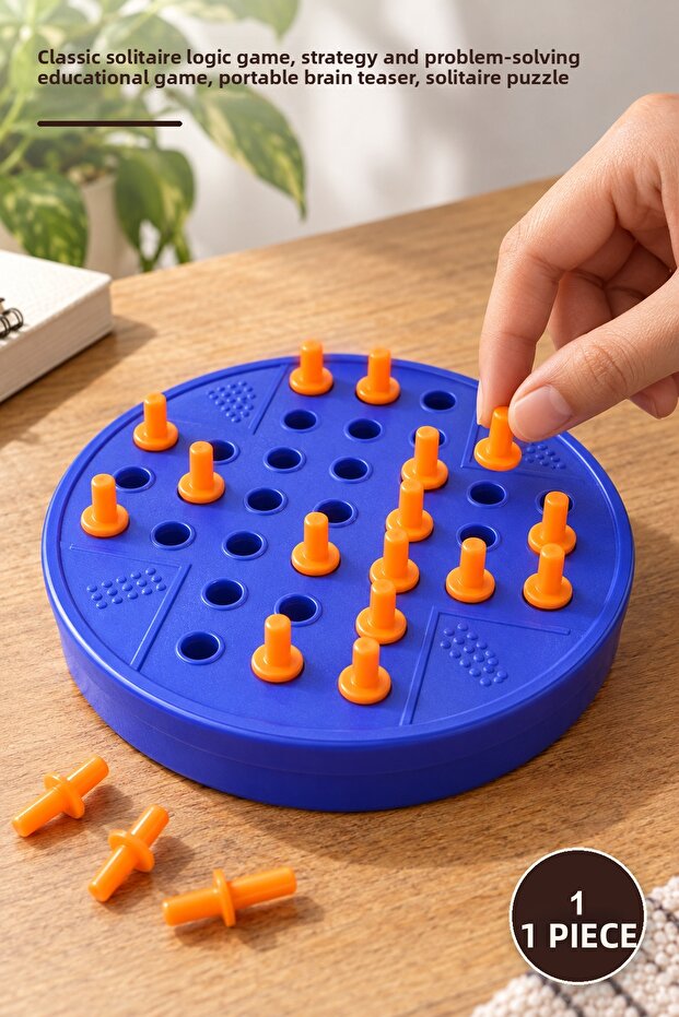 1 Piece Solo Test – Classic Single Stone Logic Game, Strategy and Problem-Solving Educational Game, Portable Brain Teaser, Solitaire Puzzle