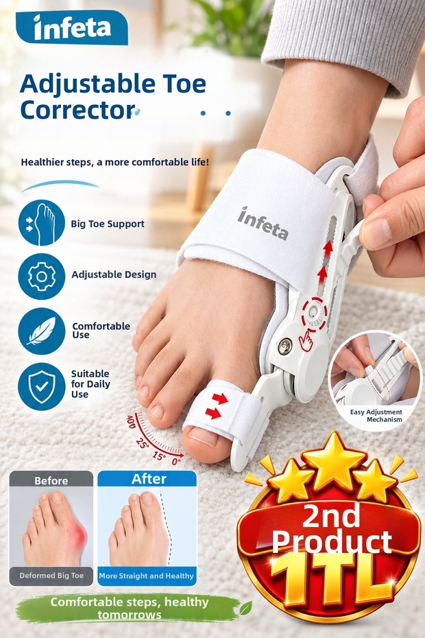 White Adjustable Foot Big Toe Bone Corrector Hallux Valgus Night Splint