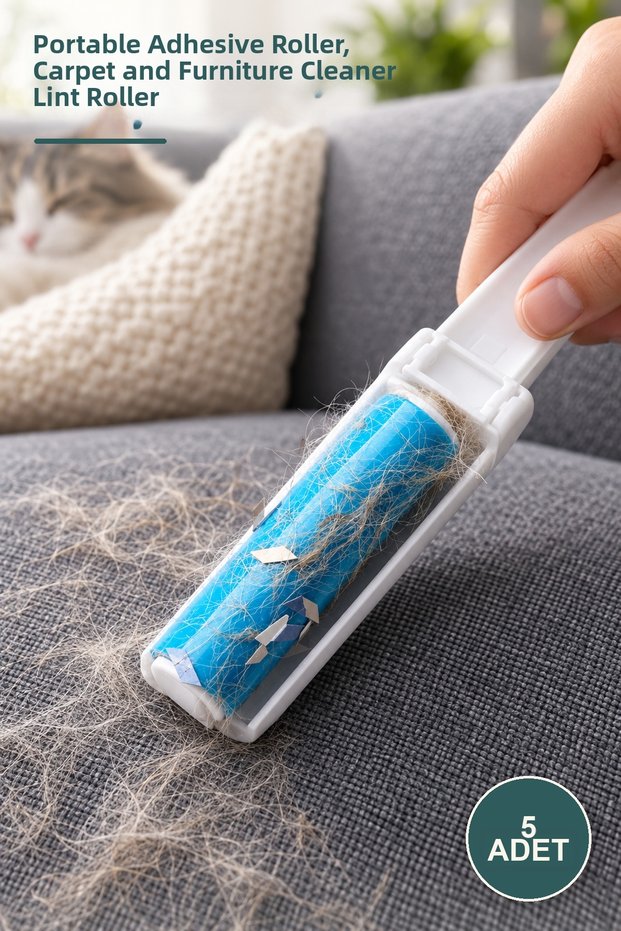 5 Pieces of Lint and Dust Collection Rollers – Pocket Size Adhesive Roller, Carpet and Furniture Cleaner Lint Roller