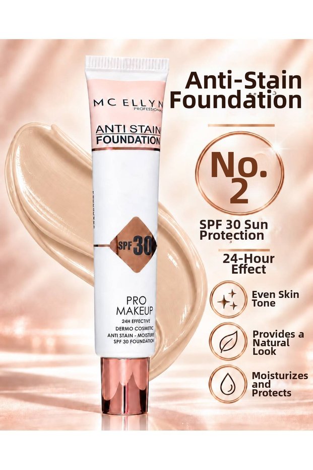 Mc Ellyn Anti Stain Foundation with Spf 30 Factor Sunscreen – Anti-Blemish Foundation No. :02