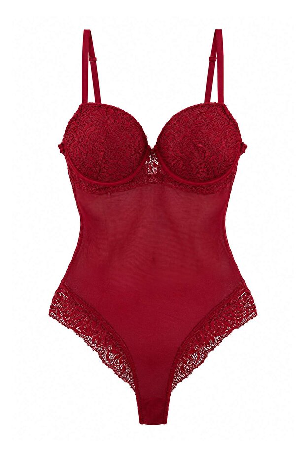 Burgundy Lace Regular Plain Body Thmaw27Bd00017