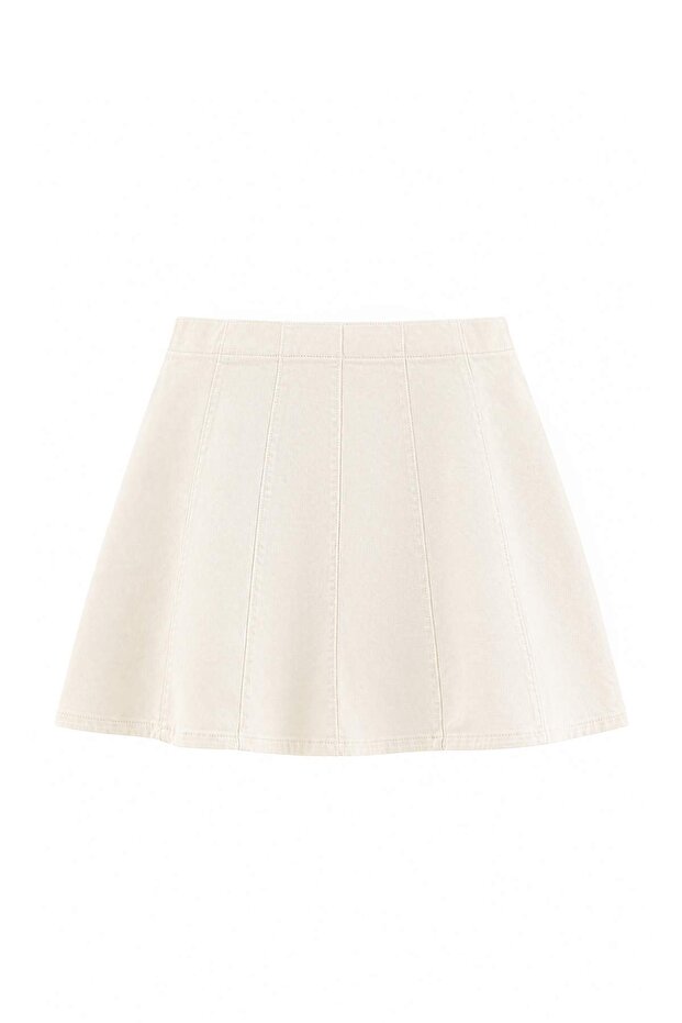 Ecru Denim Large Size Skirt