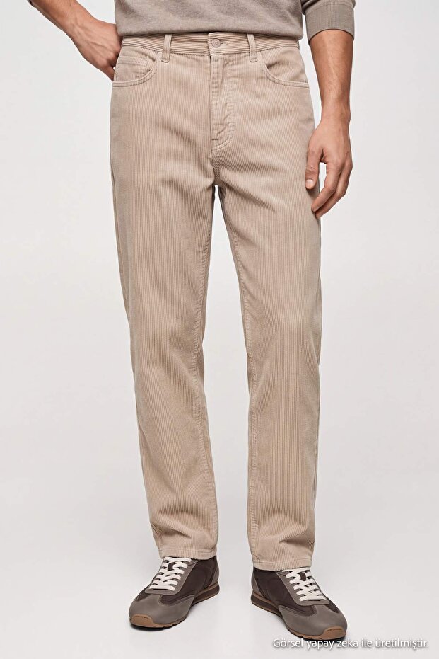 Taş Kadife 100% Pamuk Straight Fit Boru Paça Erkek Pantolon TMNAW27PL00013