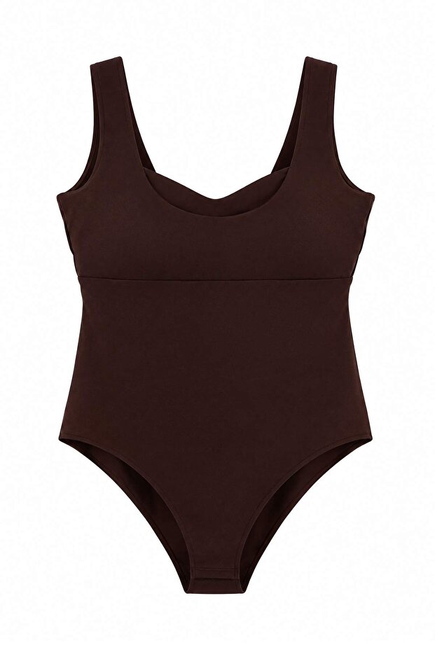 Brown Tok Fabric Thick Strap Snap Fastener Knitted Large Size Body Tbbaw27Cs00029