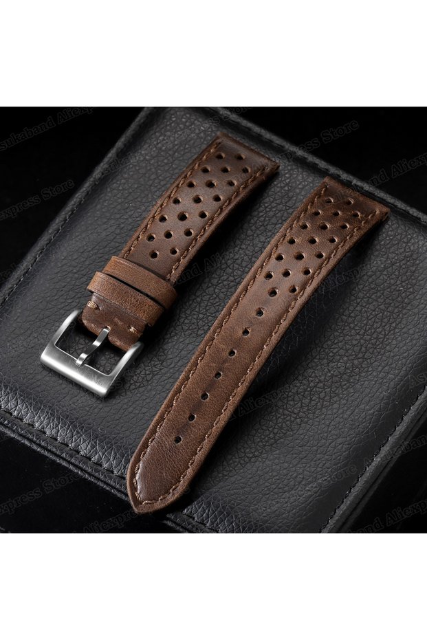 22mm Dark Brown Vintage Genuine Leather Strap 18mm 20mm 22mm Universal Men Women Cowhide WatchBand B