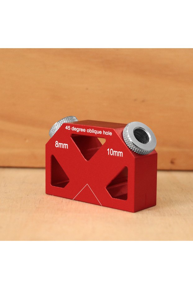 1pc Red 45° Angle Oblique Hole Drilling Positioner Locator, Aluminum Drill Guide Dowel Jig Multifunc