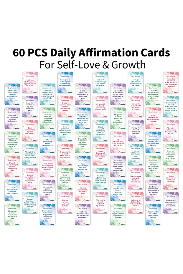 60pcs 60pcs Encouragement Cards,Blank Back For Writing,Positive Affirmation Cards For Self-Love Pers