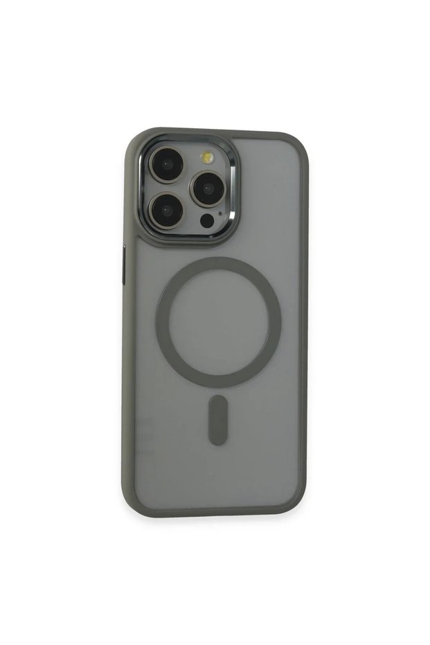 غطاء سيليكون مغناطيسي آمن لـ Apple iPhone 15 Pro Max - رمادي
