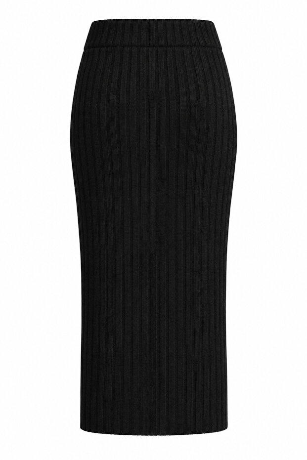 6929 Women's Corded Fabric Knitwear Skirt Black