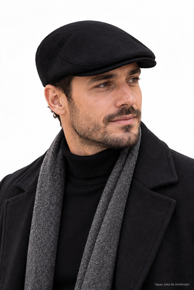 Men's London Cap Hat Winter Cap Plain British Model Classic Casual Hat Cap Black